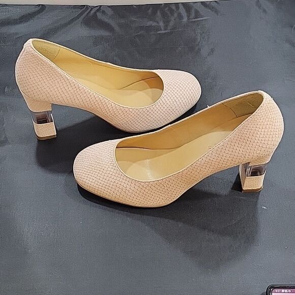 TALBOTS GENUINE LEATHER CLEAR HEEL INSET PUMPS SHOE - Picture 10 of 15